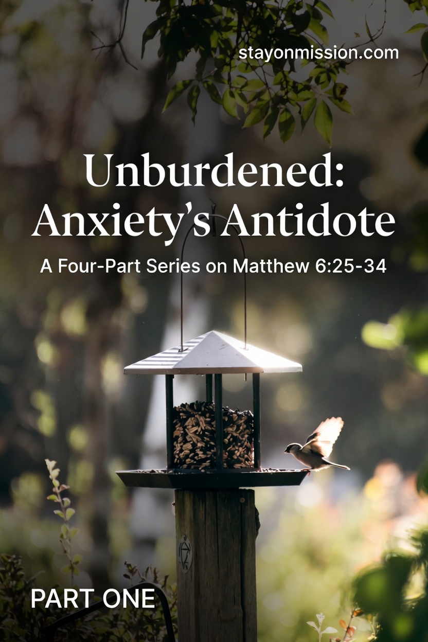 Unburdened: Anxiety’s Antidote A Four-Part Series on Matthew 6:25-34
Part 1: Look at the Birds Matthew 6:25-27
