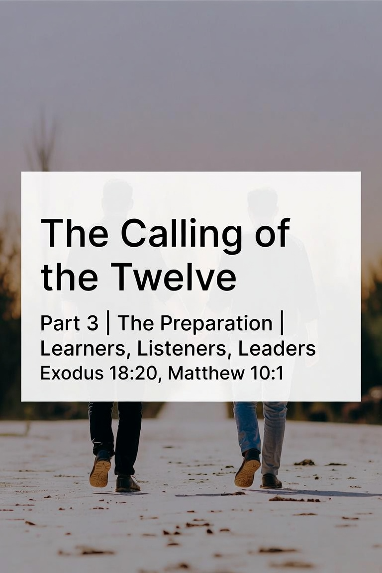 The Calling of the Twelve
Part 3 | The Preparation | Learners, Listeners, Leaders | Exodus 18:20, Matthew 10:1